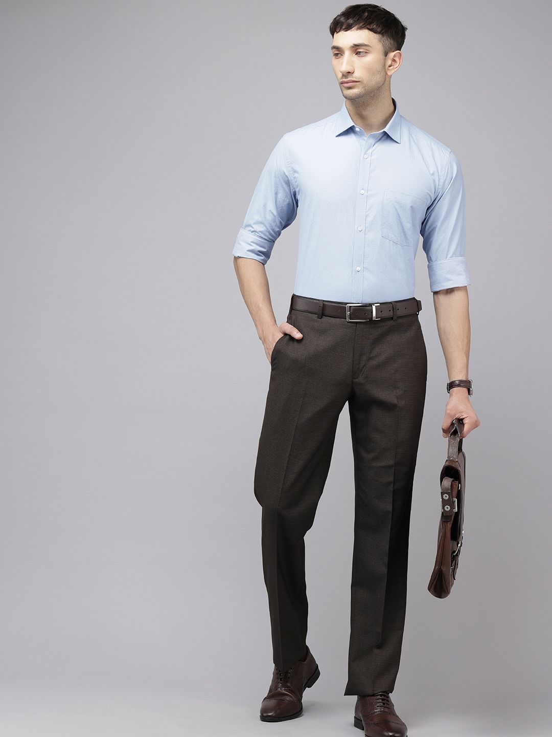 Park Avenue Men Checked Formal Trousers