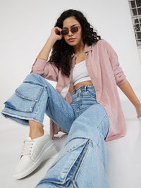 SASSAFRAS Women Straight Fit High-Rise Clean Look Light Fade Jeans