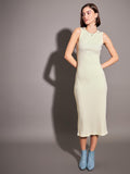 SASSAFRAS Sleeveless Ribbed Bodycon Midi Dress