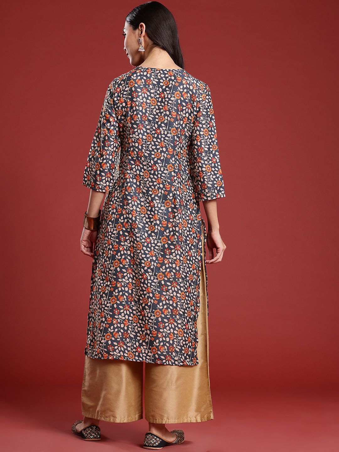 Anouk Floral Print Straight Kurta
