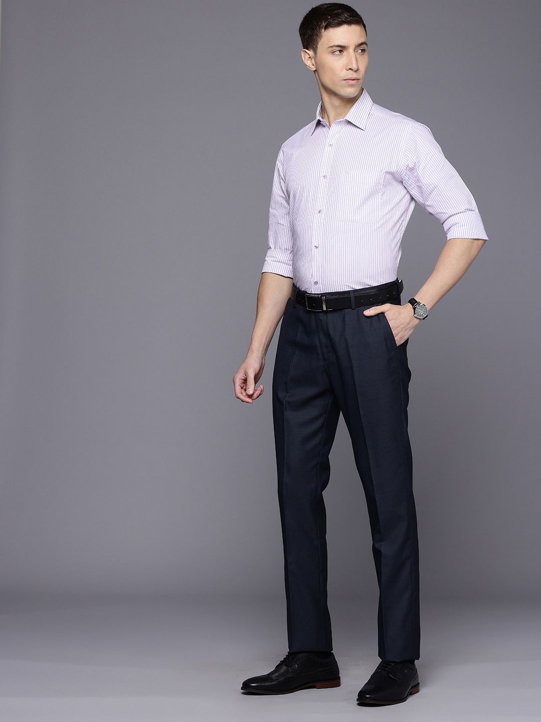 Raymond Slim Fit Striped Pure Cotton Formal Shirt