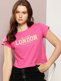 DILLINGER Typography Printed Crop Pure Cotton T-shirt