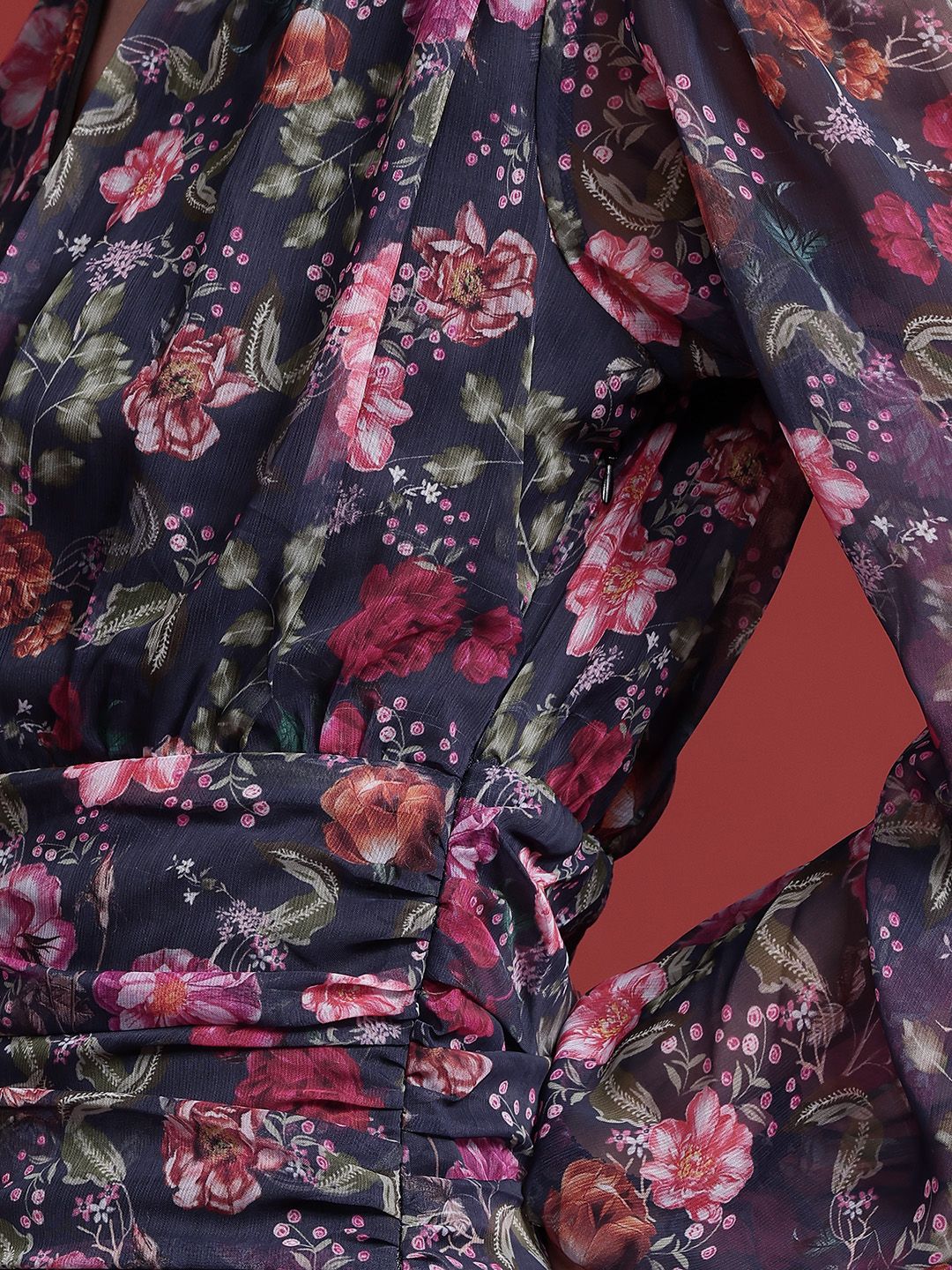 all about you Floral Print Ruched Puff Sleeve Top