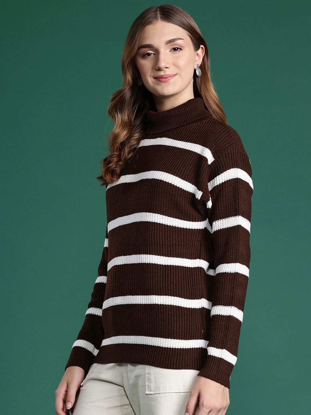 DressBerry Turtle Neck Striped Sweater