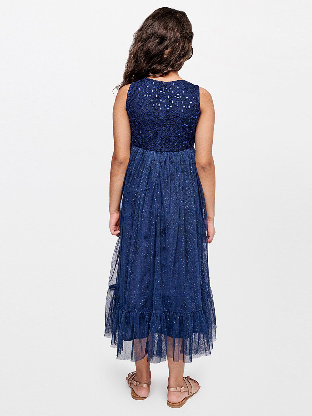 Global Desi Blue Embellished Maxi Dress