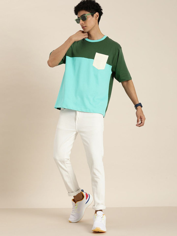 DILLINGER Men Colourblocked Pure Cotton Oversized T-shirt