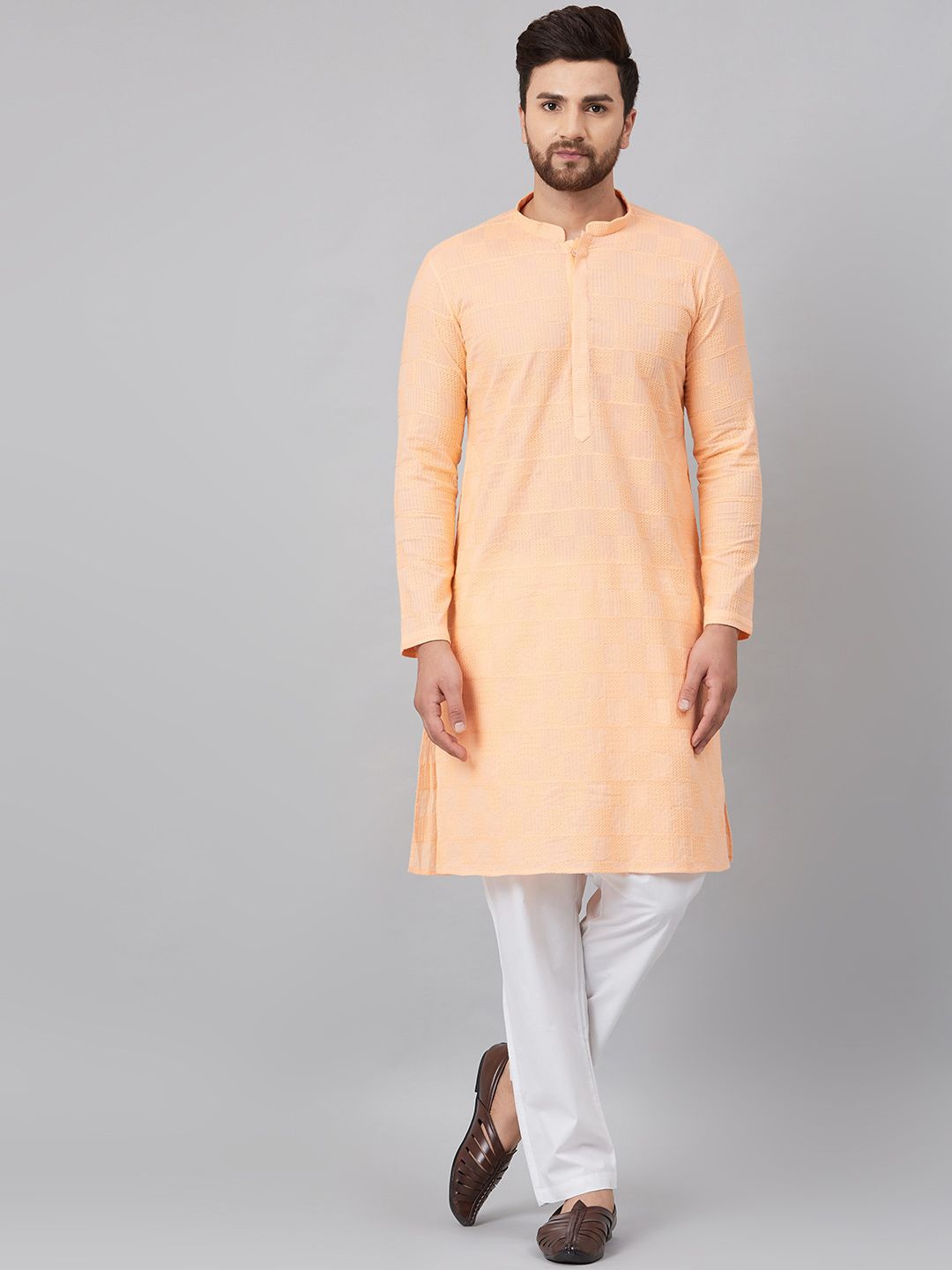 See Designs Men Peach-Coloured Kurta