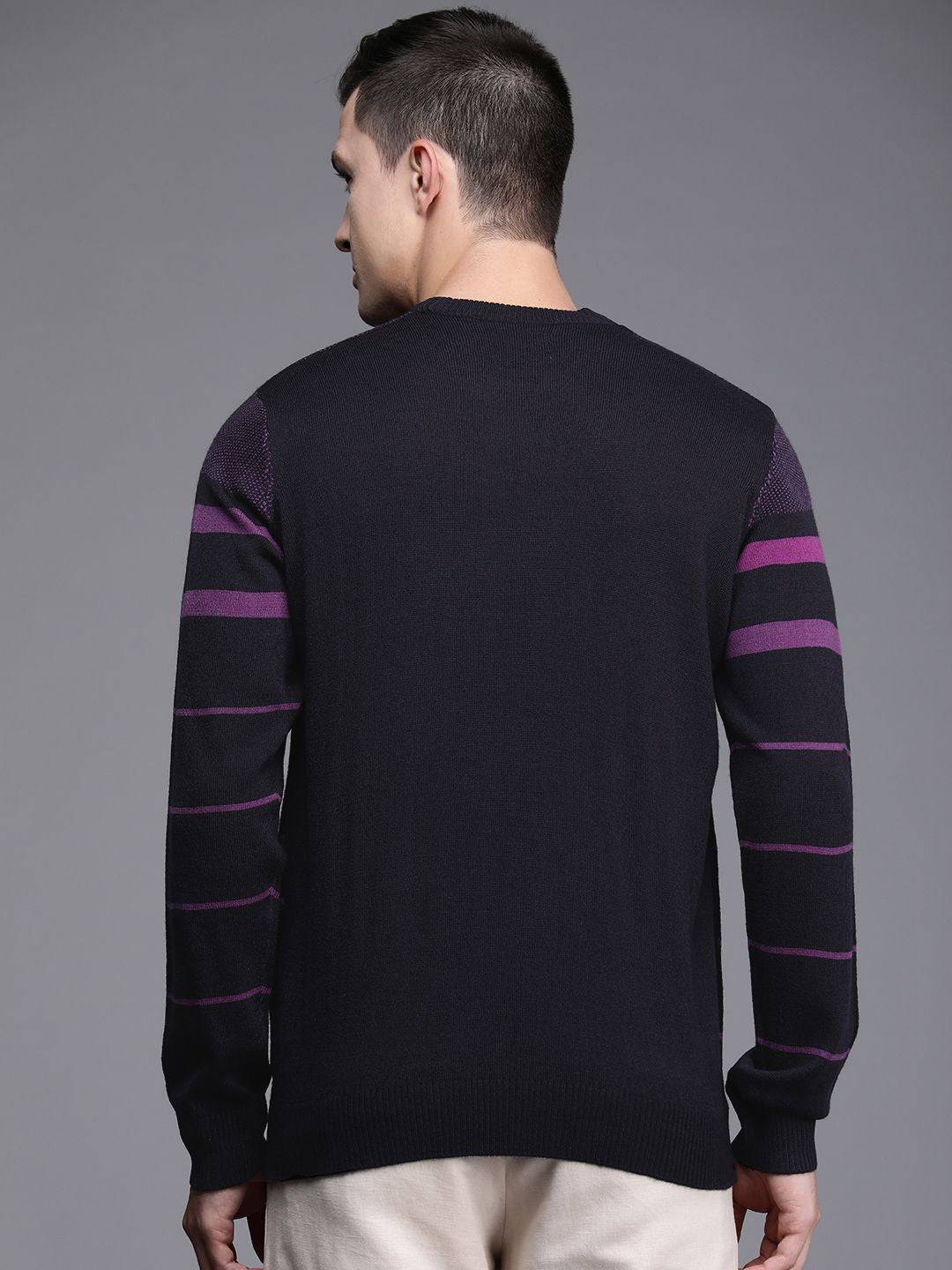 Raymond Men Violet Striped Pullover