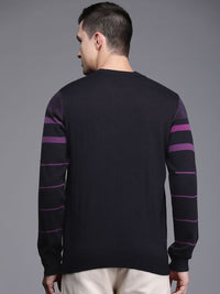 Raymond Men Violet Striped Pullover