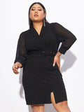 SASSAFRAS Curve Plus Size V-Neck Sheath Dress