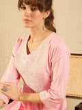 Indo Era Women Floral Cold-Shoulder Sleeves Gotta Patti Kurta