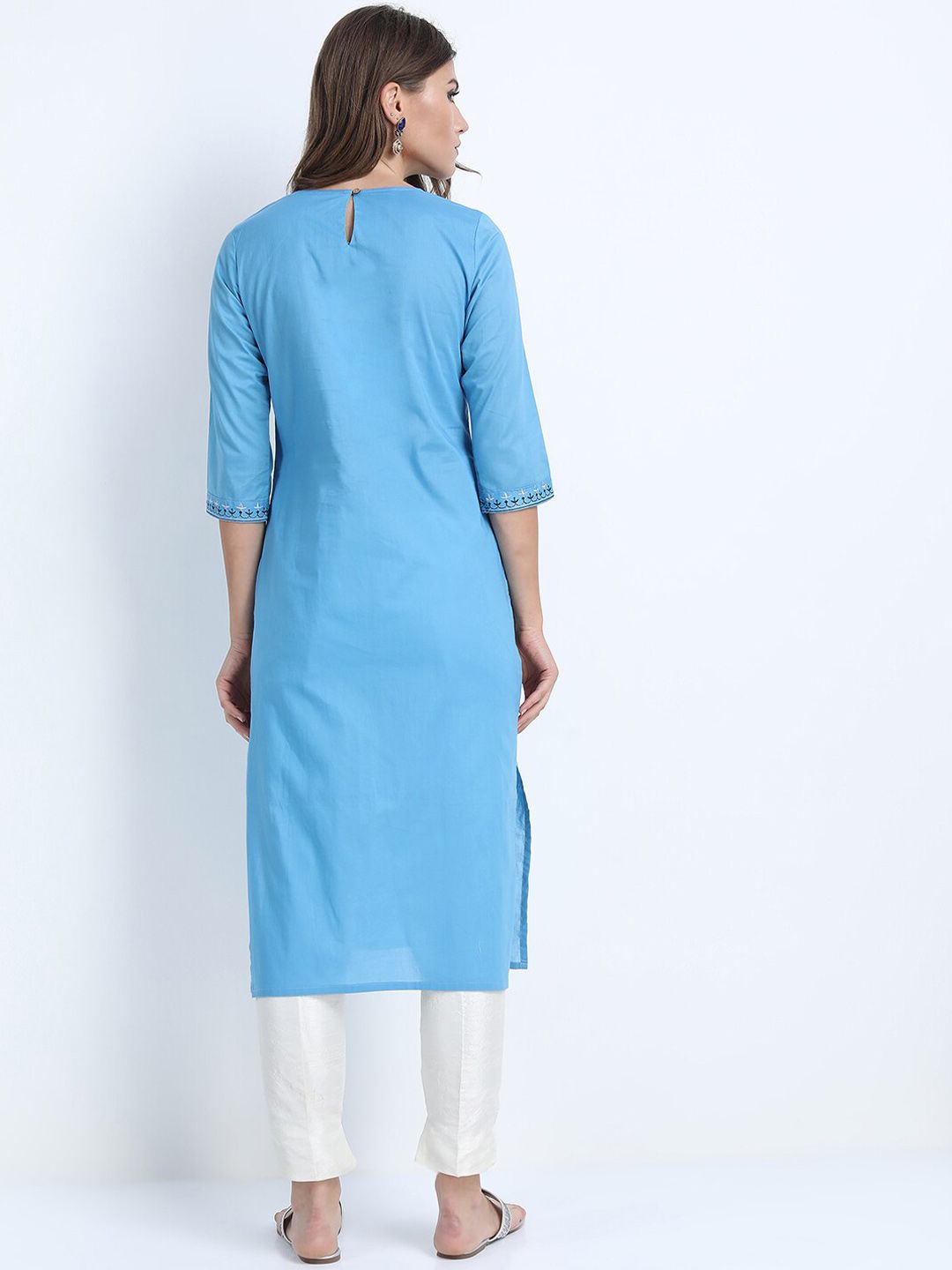 Vishudh Women Blue Ethnic Motifs Yoke Design Kurta