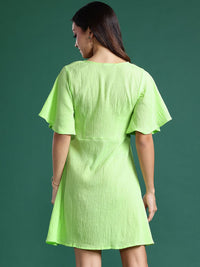 DressBerry Textured Flared Sleeve A-Line Dress