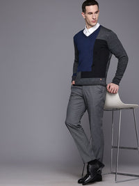 Raymond Contemporary Fit Colourblocked Sweaters