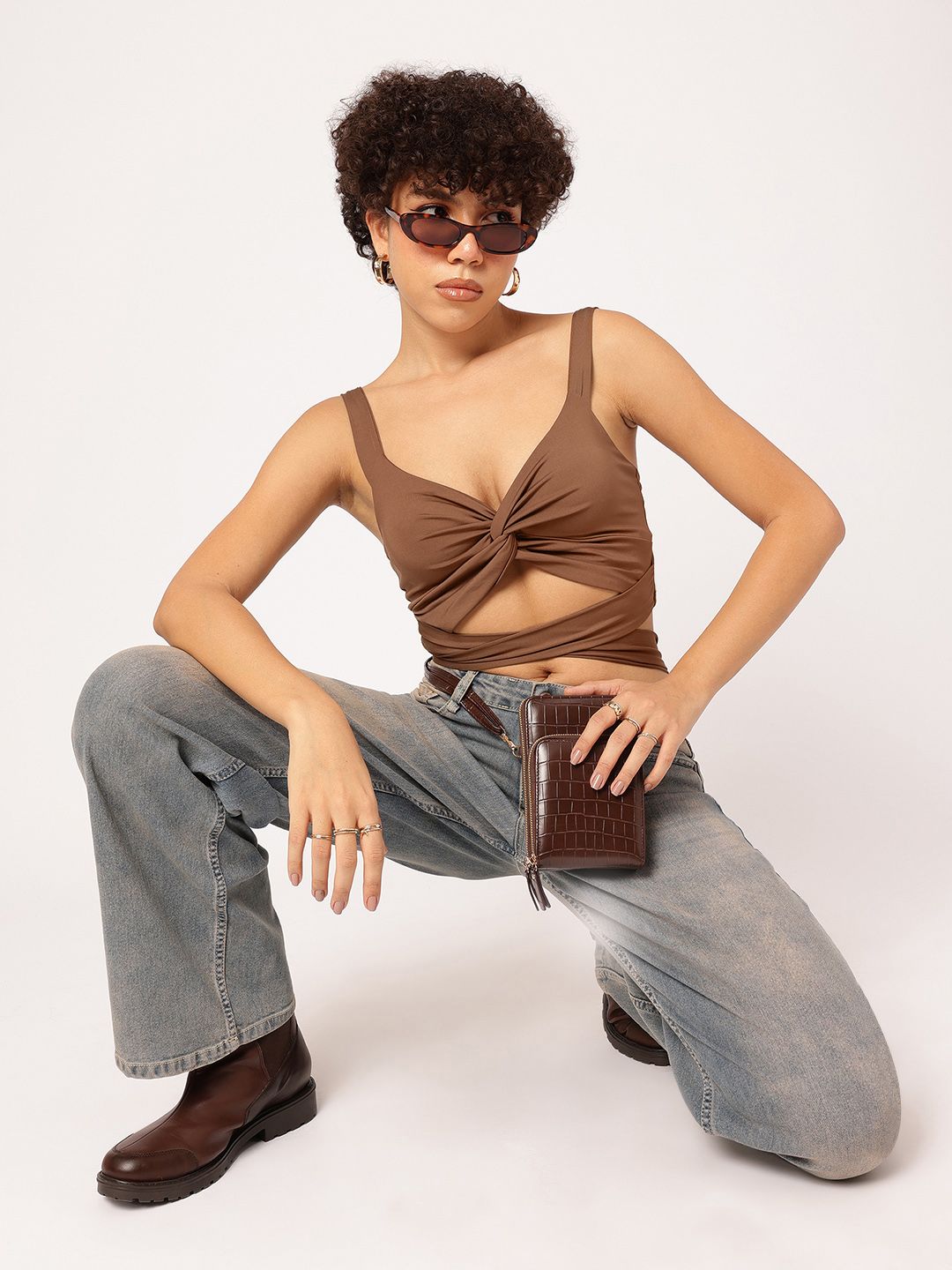 DressBerry Knotty Nice Twisted Tie-Up Crop Top