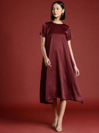 all about you Satin Finish Flared Hem A-Line Midi Dress