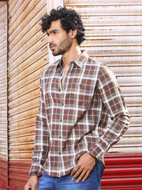 Thomas Scott Slim Fit Tartan Checked Spread Collar Long Sleeves Cotton Casual Shirt