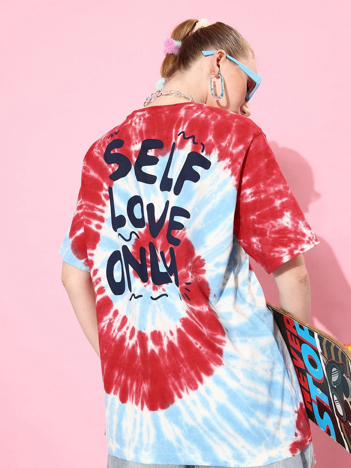 DILLINGER Women Tie & Dye Graphic Print Oversized T-shirt