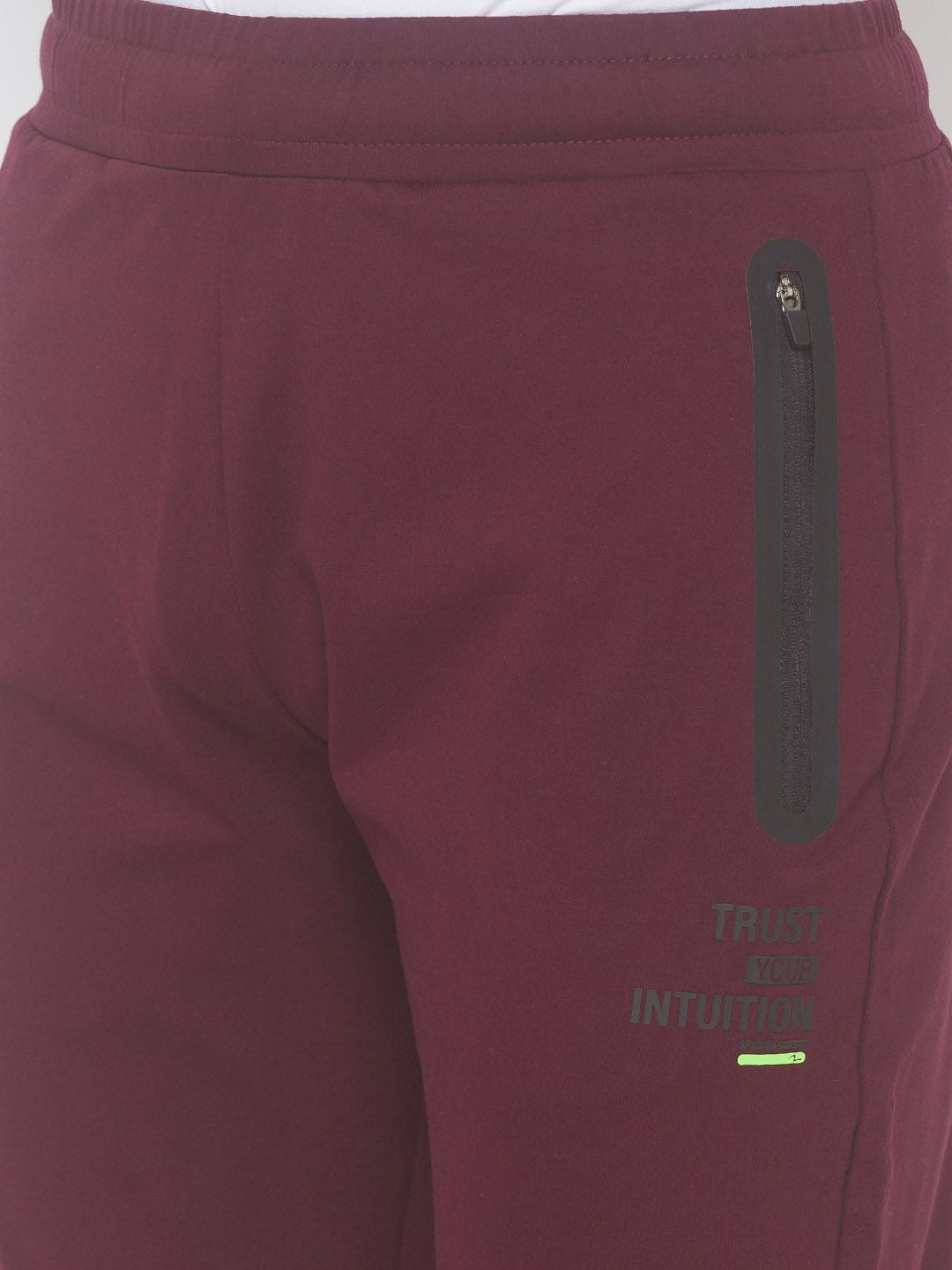 SPYKAR Men Maroon Solid Slim Fit Track Pants
