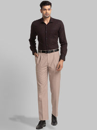Park Avenue Slim Fit Windowpane Checked Cotton Linen Formal Shirt