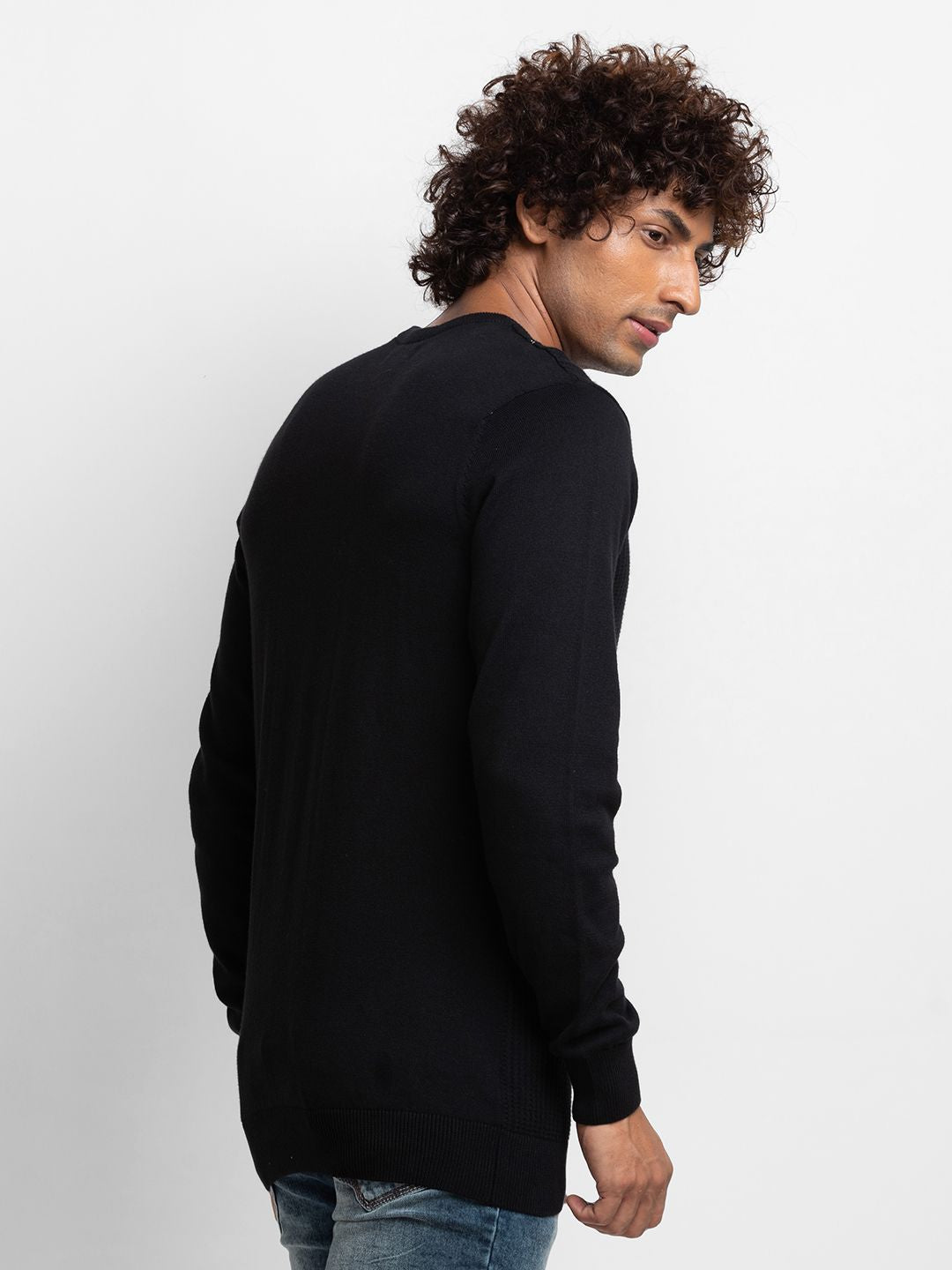 SPYKAR Pure Cotton Self Design Cable Knit Pullover Sweaters