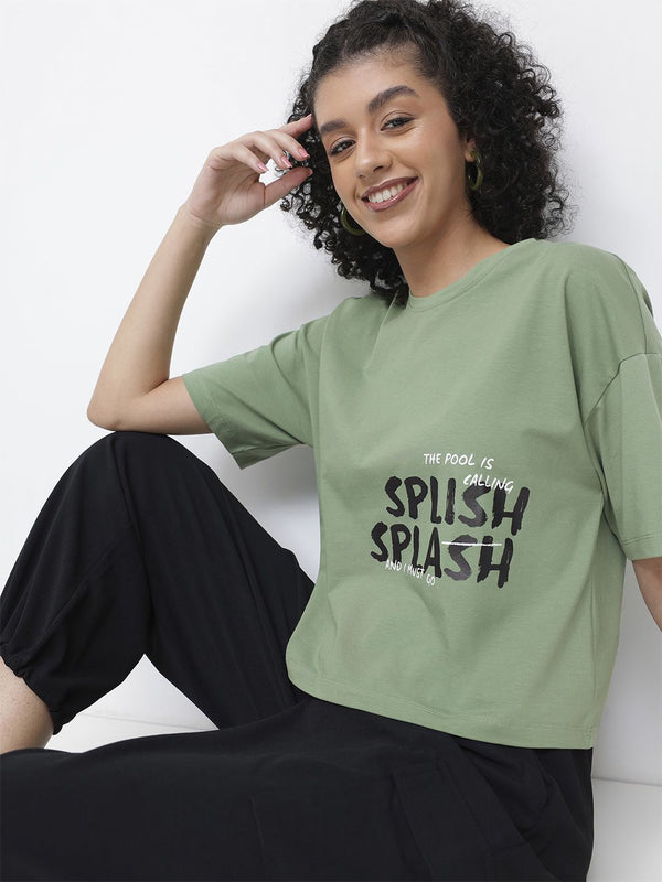 DressBerry Poolside Paradise Printed Boxy T-shirt