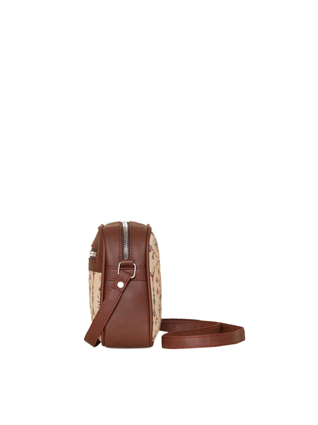 ZOUK White Ethnic Motifs Printed Structured Sling Bag