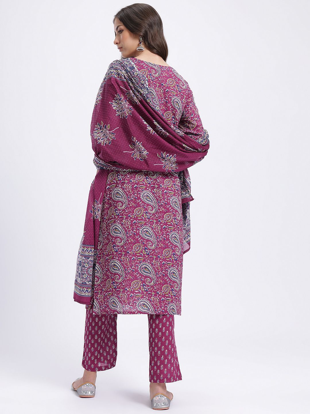Anouk Paisley Print Kurta with Trousers & With Dupatta