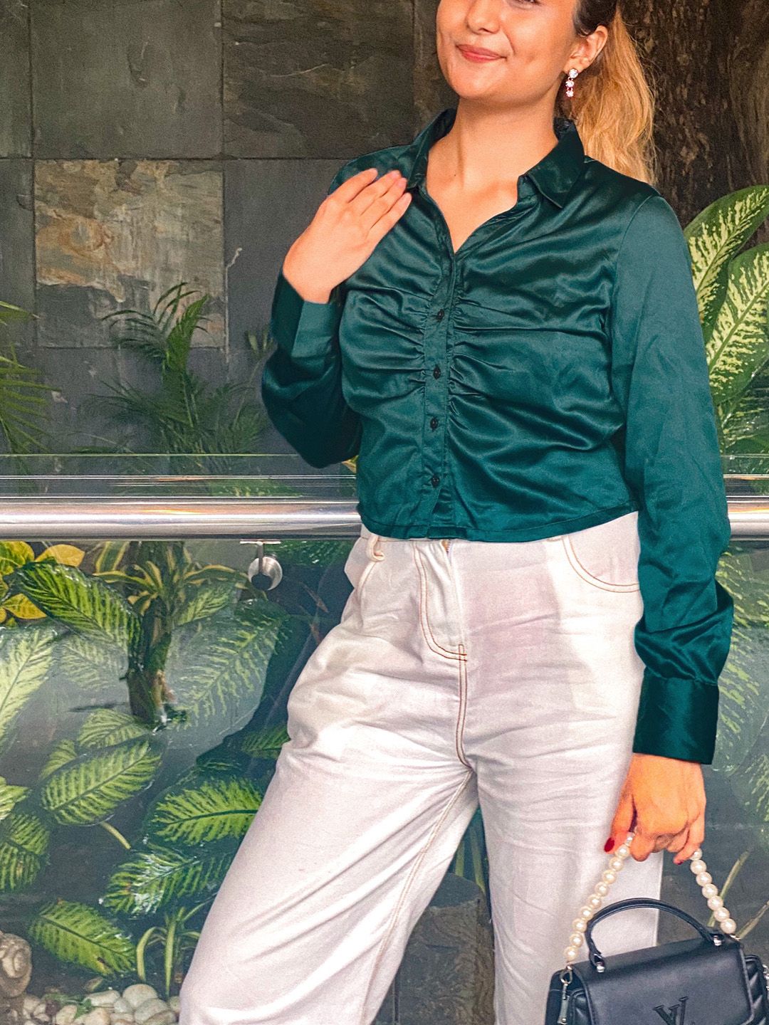 STREET 9 Women Gorgeous Green Solid Satin Shirt