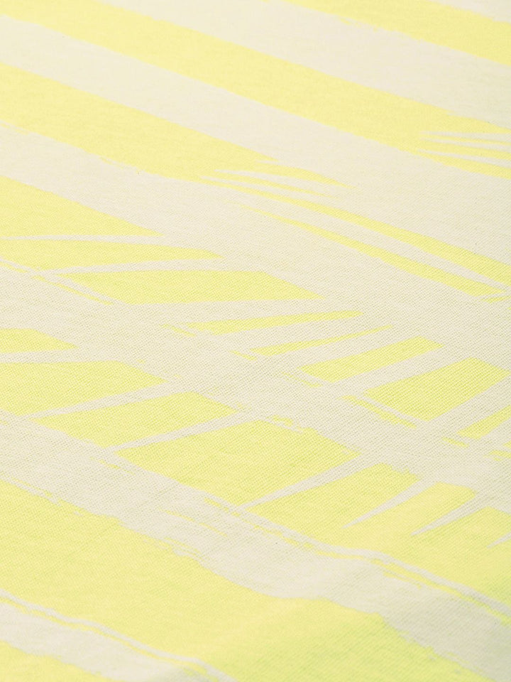 Being Human Men Lime Green & Off White Striped Pure Cotton T-shirt