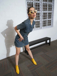 SASSAFRAS Shirt Collar Denim Mini Shirt Dress