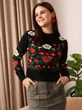 STREET 9 Self Design Acrylic Crop Pullover