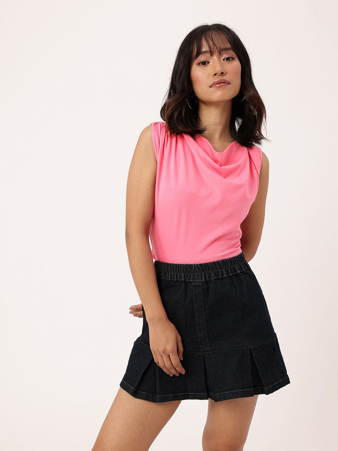 DressBerry Heartfelt Hues Cowl Neck Gathers Top