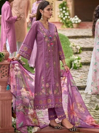 Indo Era Women Floral Embroidered Panelled Thread Work Kurta with Trousers & With Dupatta