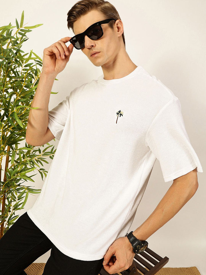 Thomas Scott Men's Solid Round Neck Oversized Casual T-shirt