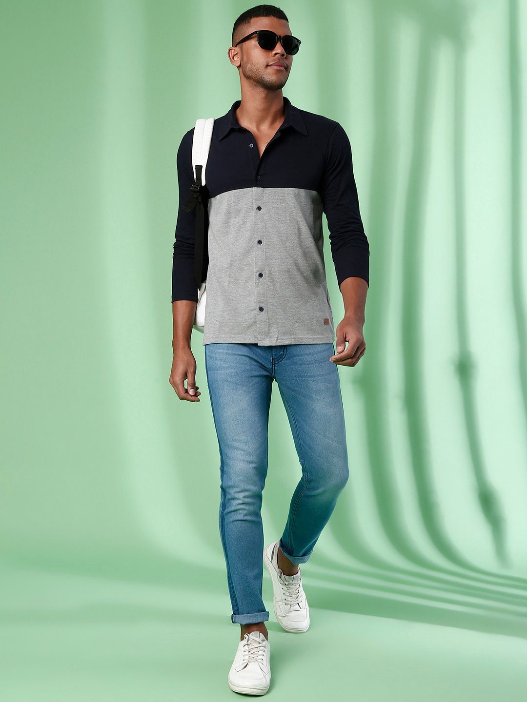 Campus Sutra Men Blue Classic Casual Shirt