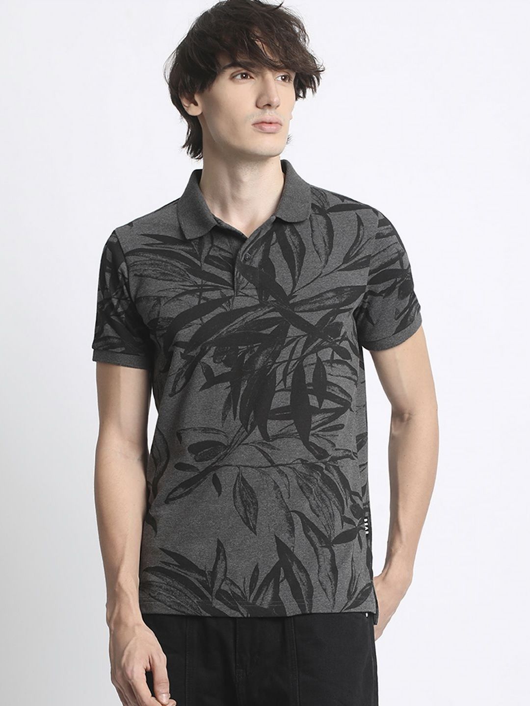 THE BEAR HOUSE Tropical Printed Polo Collar Pure Cotton T-Shirt