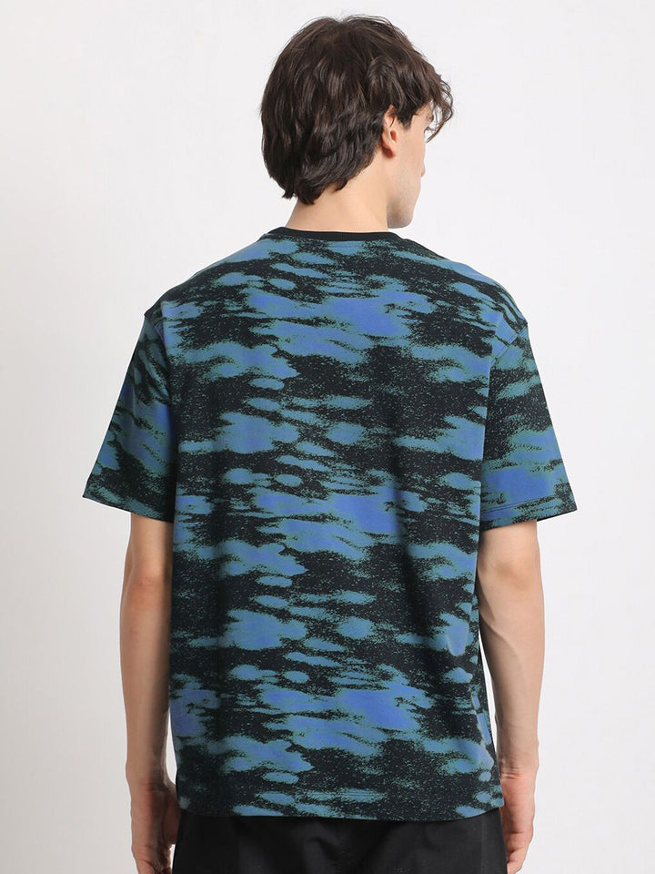 THE BEAR HOUSE Camouflage Printed Drop-Shoulder Sleeves Cotton T-shirt
