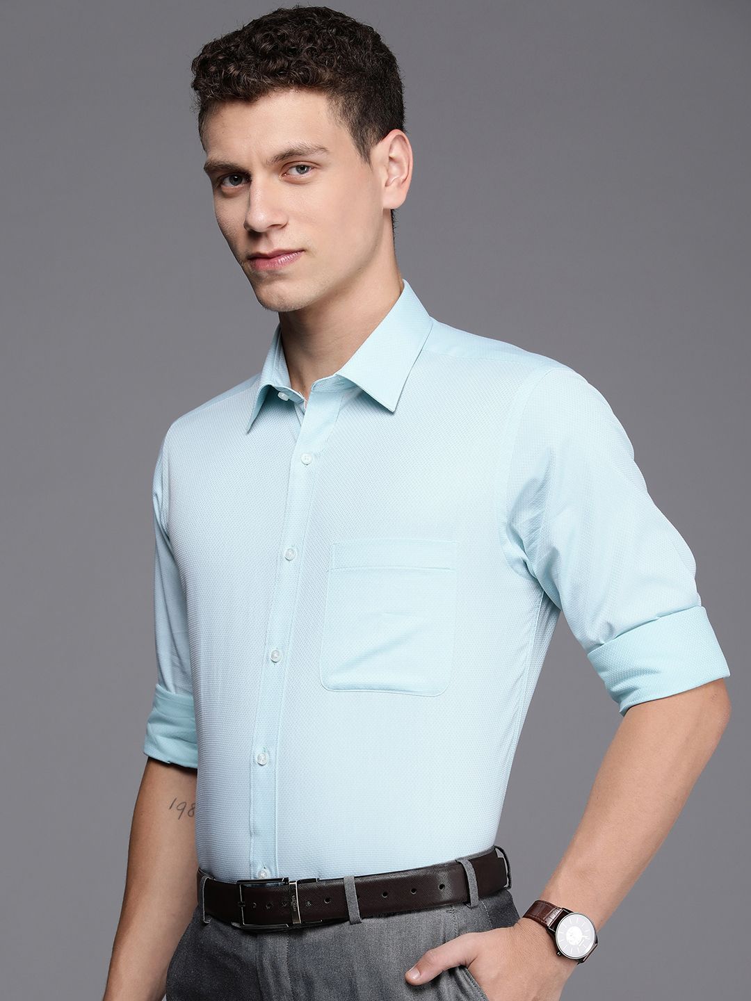 Raymond Slim Fit Opaque Pure Cotton Formal Shirt