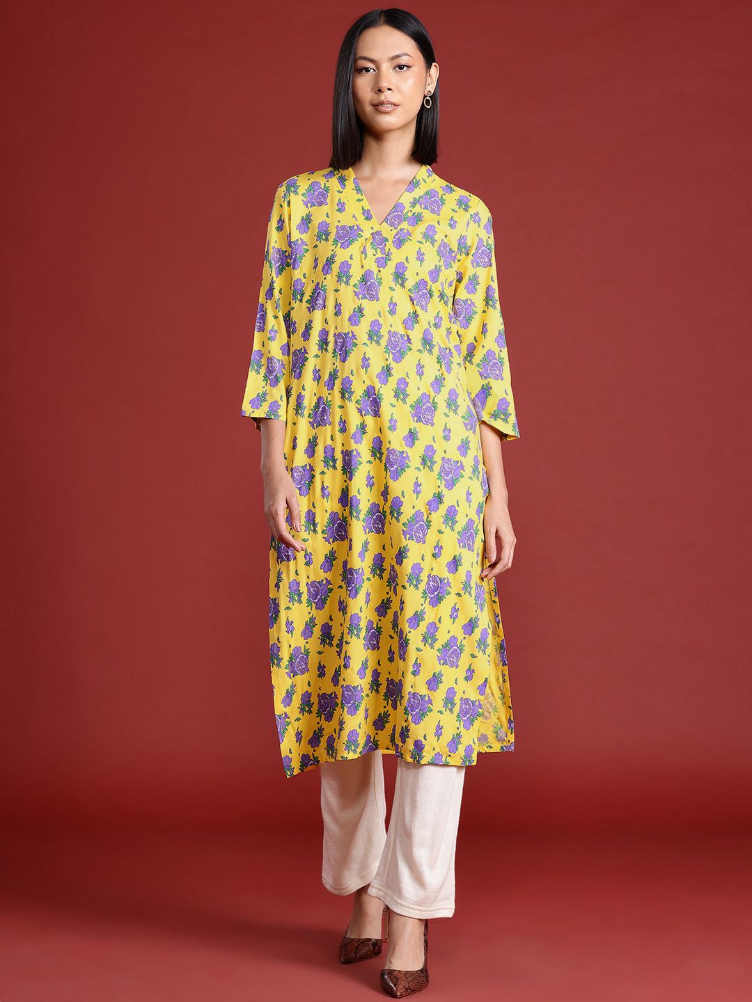 all about you Floral Printed Straight Kurta