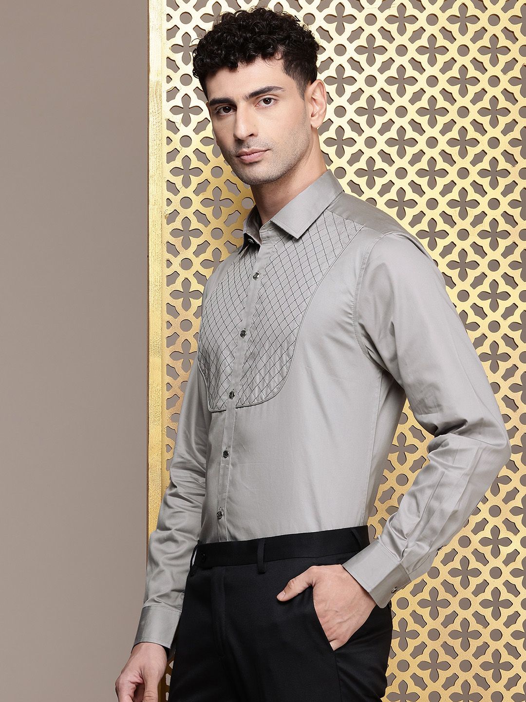House of Pataudi Opaque Pure Cotton Party Shirt