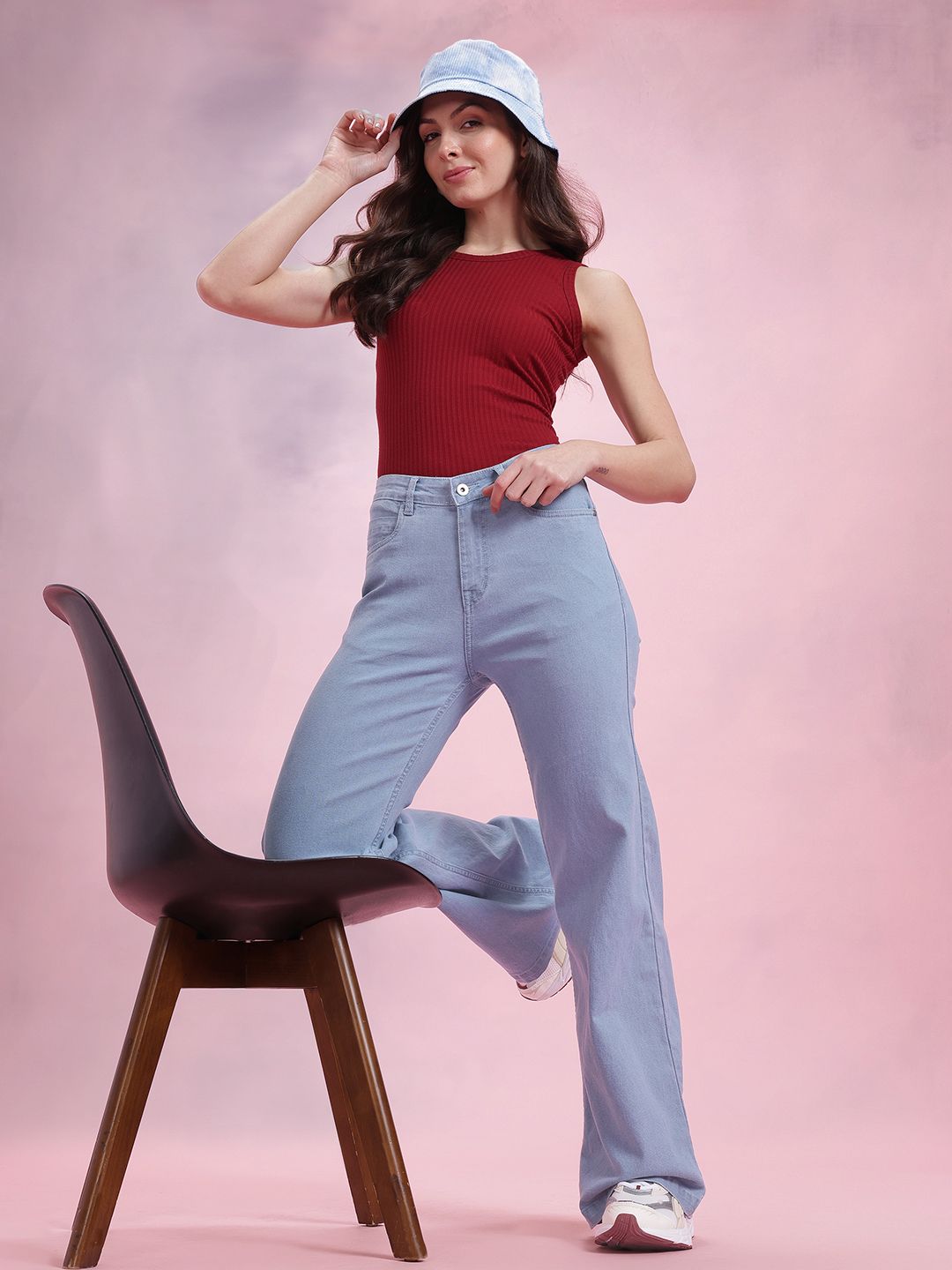 DressBerry Women Wide Leg Mid-Rise Jeans