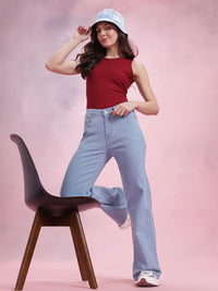 DressBerry Women Wide Leg Mid-Rise Jeans