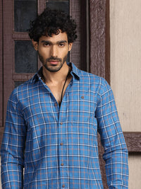 Thomas Scott Premium Slim Fit Tartan Checks Opaque Cotton Casual Shirt