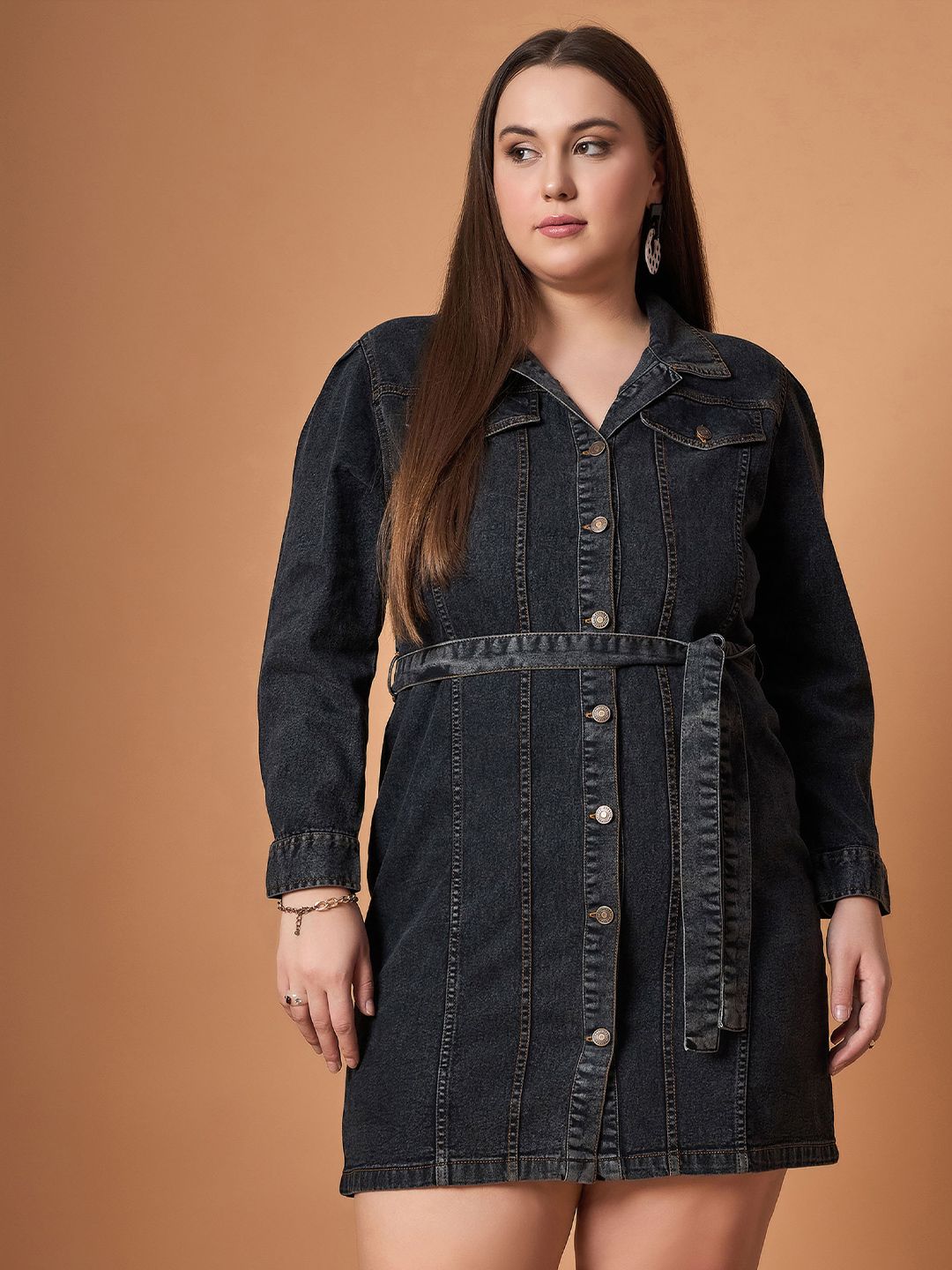 SASSAFRAS Curve Denim Shirt Dress