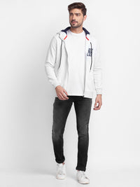 SPYKAR Typography Printed Hooded Front-Open Sweatshirt