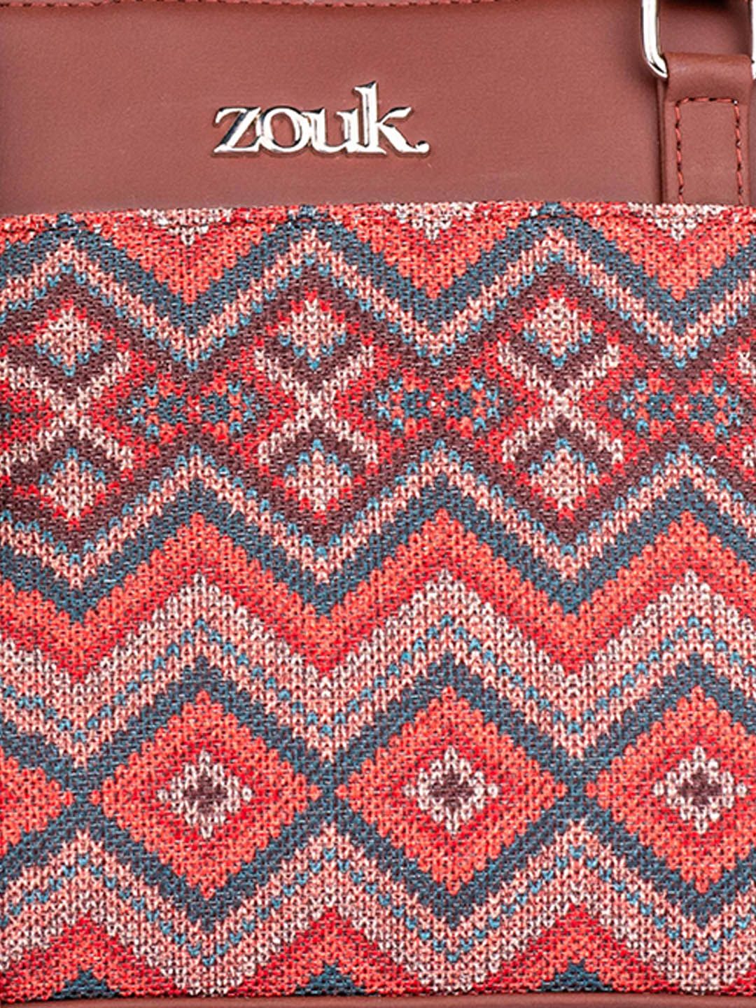 ZOUK Geometric Printed Structured Sling Bag