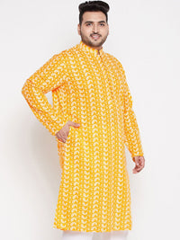 VASTRAMAY Men Chikankari Embroidered Pure Cotton Plus Size Kurta