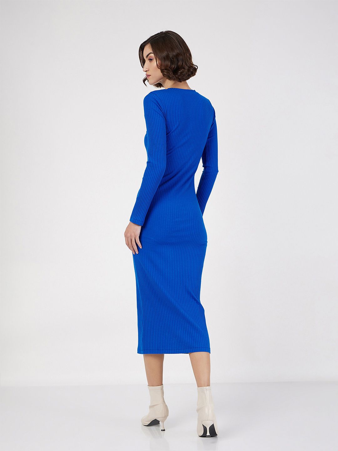 SASSAFRAS Rib Bodycon Midi Dress