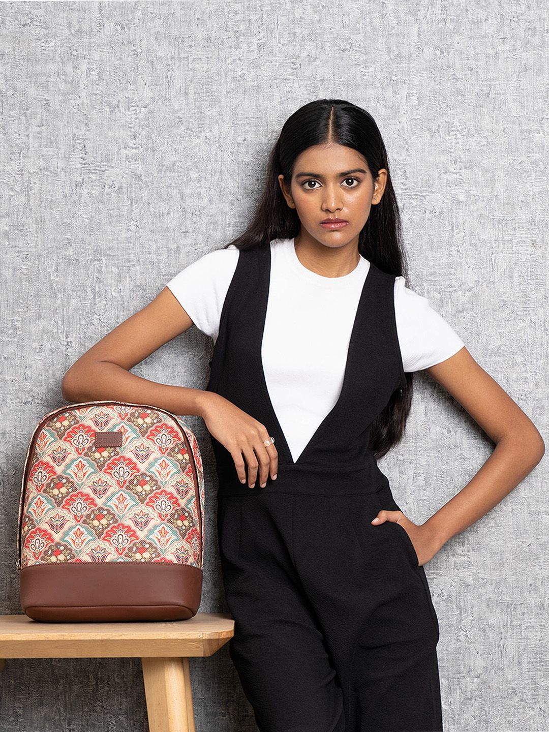 ZOUK Ethnic Printed Fabric Dome Backpack